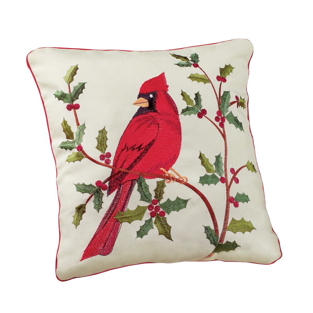 red cardinal throw pillow