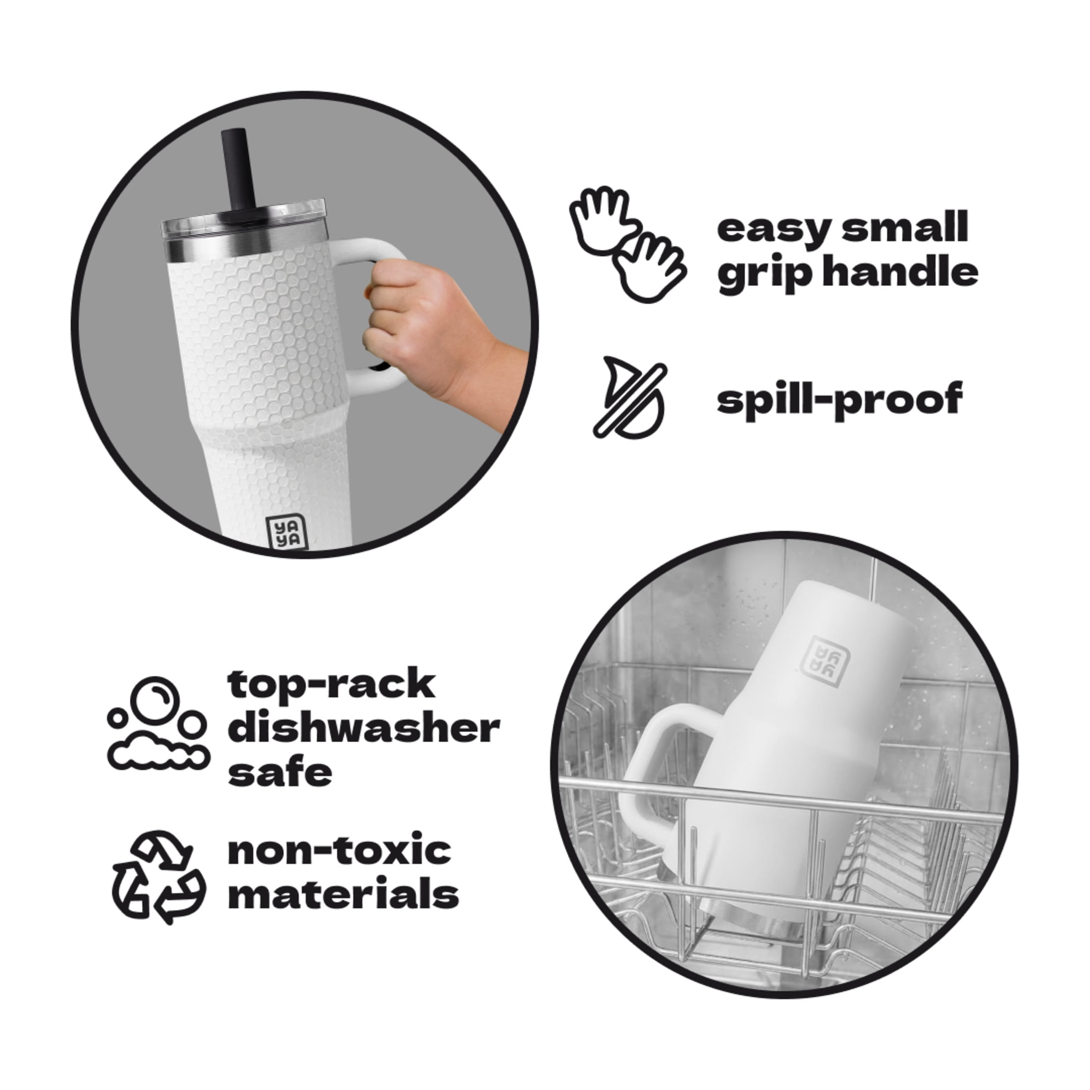 YAYA Dad & Me Tumbler Set, Matching Insulated Stainless Steel Tumblers with Spill-Proof Toddler Tumbler & Reusable Straw, Ergonomic Grip Handle, Dishwasher Safe, 40oz + 12oz, Golf