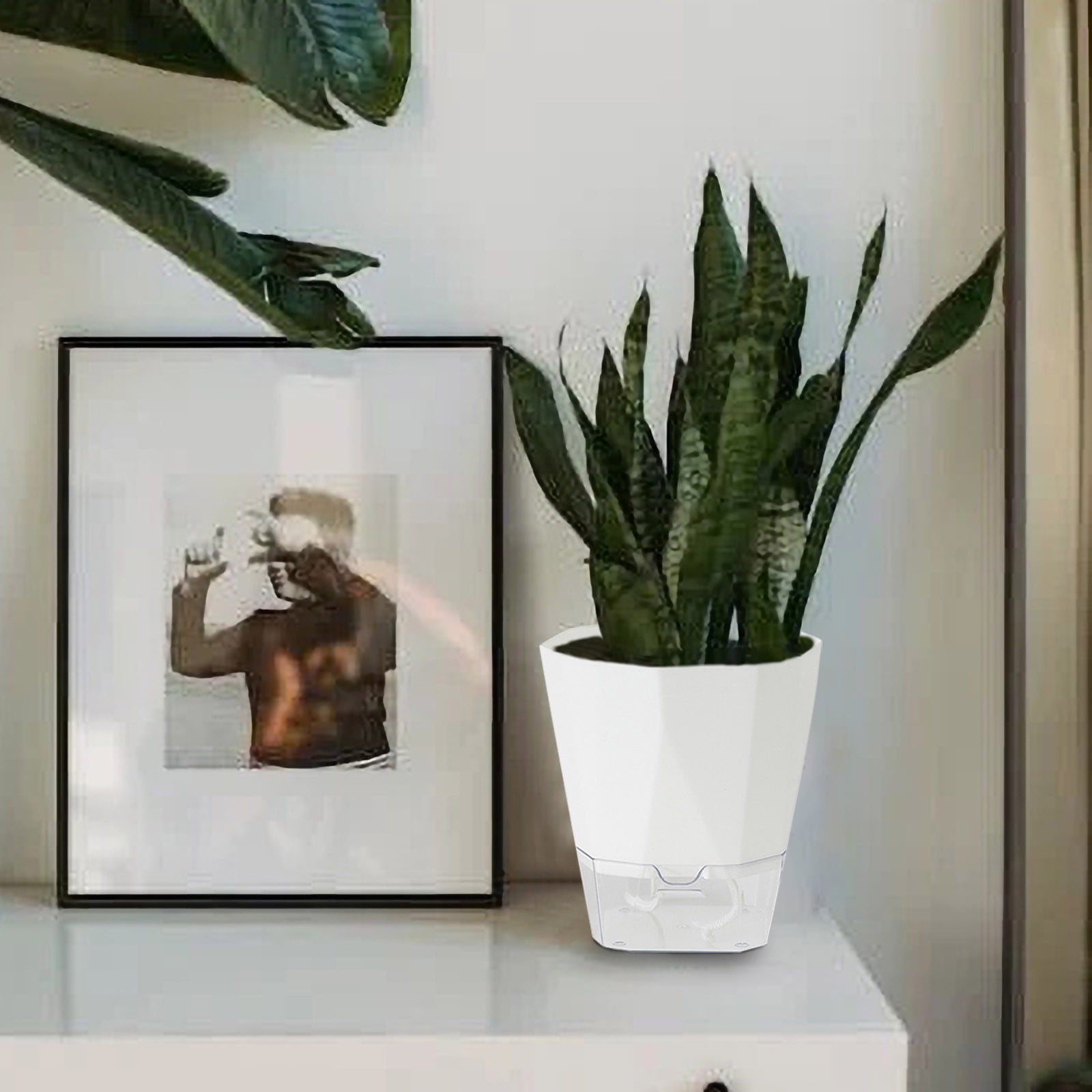 8 Inch Self Watering Plant Pot,Double-Layer Hydroponic Pots, Plastic Flower Arrangement Hydroponic Flowerpot, Self-Watering Planter with Cotton Wick for Indoor Plants Flowers Herbs, L