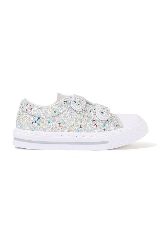 Girls Glitter Shoes Kids Casual Walking Sneakers with Hook and Loop Toddler Size 8