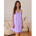 thumbnail image 4 of Ekouaer Women's Satin Silk Nightgown V Neck Sexy Nightdress Tank Sleeveless Sleepshirt Lace Sleep Dress Nightwear, 4 of 6