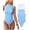 White,candyblue, variant on Women's 2 Piece Bodysuits Sexy Ribbed Sleeveless High Neck Tank Tops Bodysuits