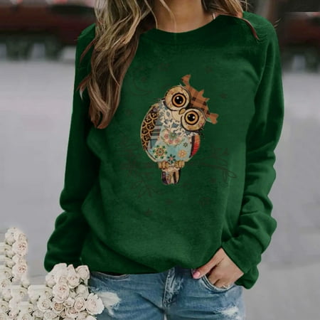 

Aueoeo Sweatshirt Women Tunic Sweatshirt Women Fashion Round Neck Long Sleeves Tops Blouse Pullover Sweatshirt