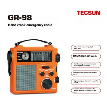 Tecsun GR-98 Emergency Hand-Crank Radio, Multiband 1-7 Receiver System，Appearance size170x158x64 mm
