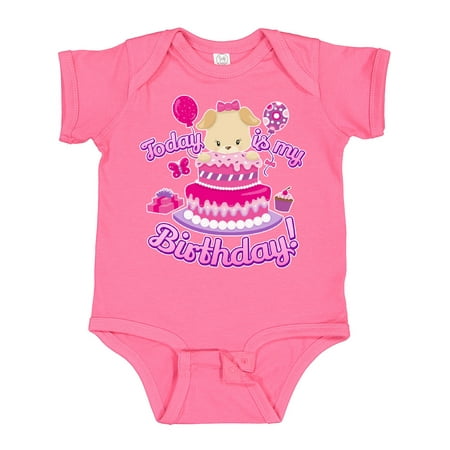 

Inktastic Today is My Birthday Puppy (pink) Gift Baby Girl Bodysuit