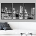 thumbnail image 2 of wall26 3 Piece Framed Canvas Print - Contemporary Art, Modern Wall Art - Black and White Manhattan Skyline and Brooklyn Bridge - Giclee Artwork - Gallery Wrapped Wood Stretcher Bars - 24"x36&quo, 2 of 5