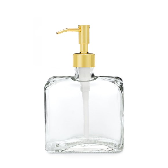 Rail19 Distributeur de Savon en Verre Recyclé Carré Urbain avec Pompe en Métal, 8,5 Oz (Or)