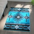 thumbnail image 3 of Emma + Oliver 3x5 Rectangular Turquoise Olefin Accent Rug with Complementary Southwestern Pattern in Beige, Black and Brown and Jute Backing, 3 of 10