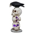 thumbnail image 3 of Gothic Raven Crow Bird Perching On Totem Stacked Skulls With LED Light Statue, 3 of 7