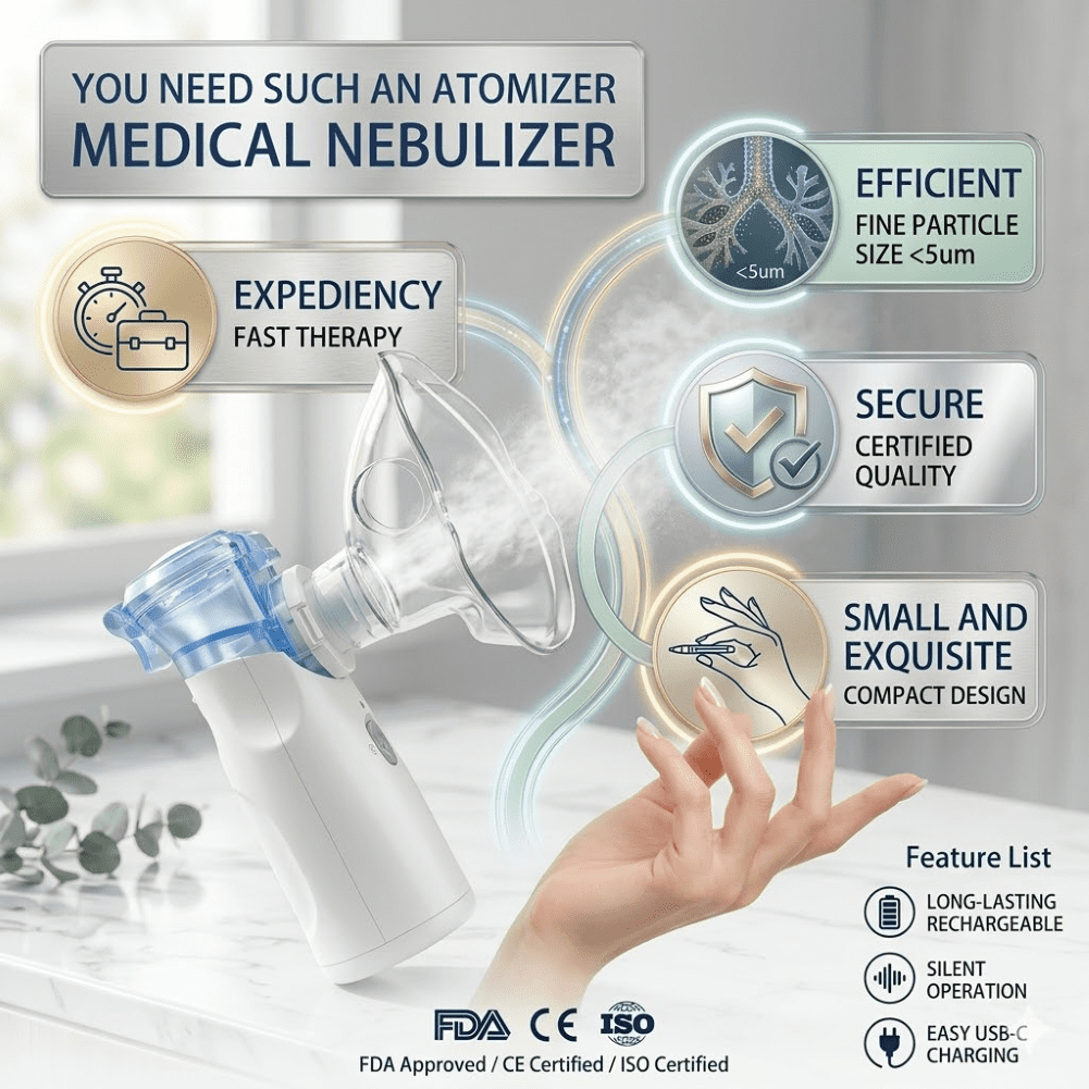 AJZIOJIRO Portable Personal Humidifier Handheld Steam Inhaler USB-C Rechargeable Ultrasonic Mist for Office Travel