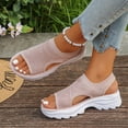 thumbnail image 4 of Women Platform Sandals Open Toe Breathable Mesh Sandals Comfortable Summer Beach Thick Shoes Casual Outdoor Walking Sandal Footwear Pink 36, 4 of 6