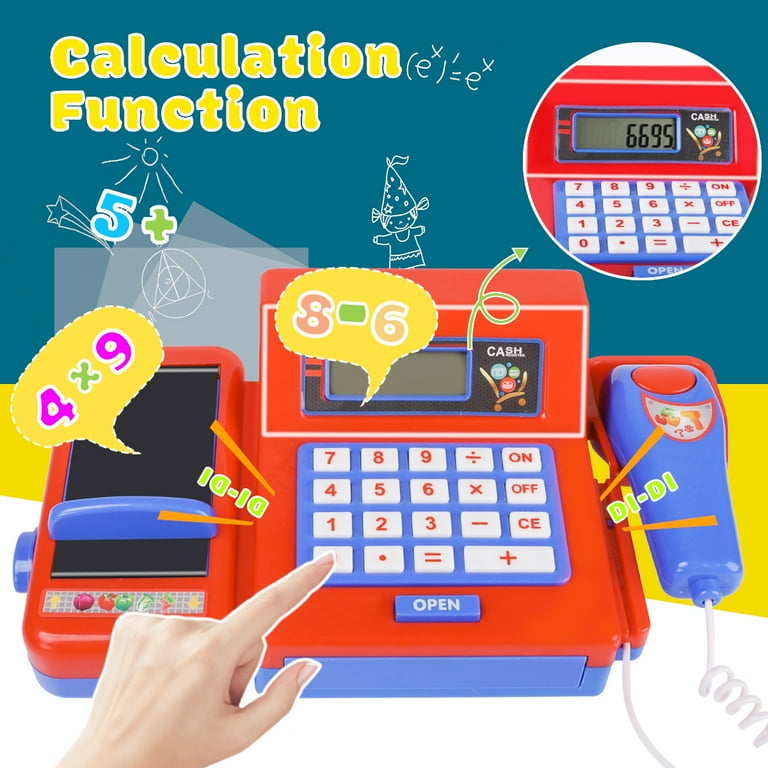 Apontus Pretend Play Electronic Cash Register Scanner Toy Scanner