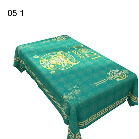 

SONGBIRDTH New Year Pattern Pinted Tablecloth Waterproof Dustproof Dining Table Cover Decor