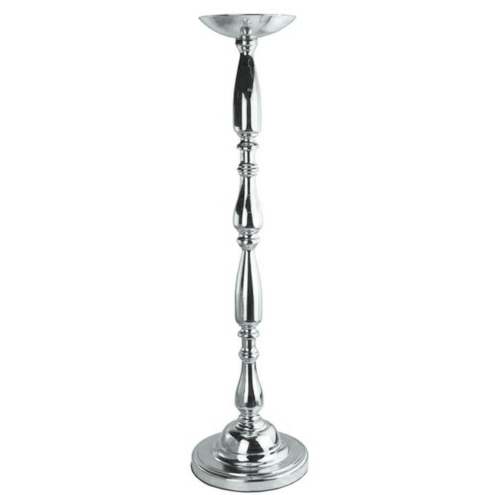 Tall Candle Holder Stand Metal Centerpiece, Silver, 30Inch