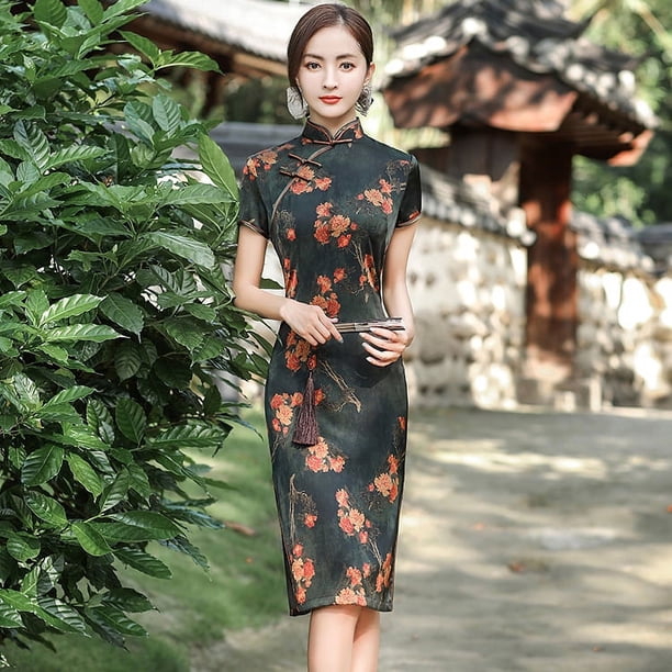 Vestido de verano cheongsam de moda para niñas, ropa de mujer de talla grande, disfraz
