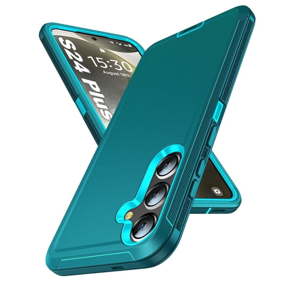 LeYi Phone Case Compatible for Samsung S 24 Plus, 3 in 1 Full Body Shockproof Rubber Dustproof Rugged, Teal