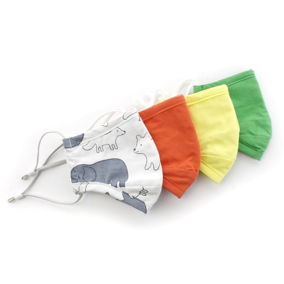 Children Small Fitted Cotton Cloth Face Mask w/ Filter Pocket - Reusable Fabric Comfortable Face Mask - 3 Layer - Washable w/ Adjustable Ear Loops and Nose Bridge - Variety Pack A