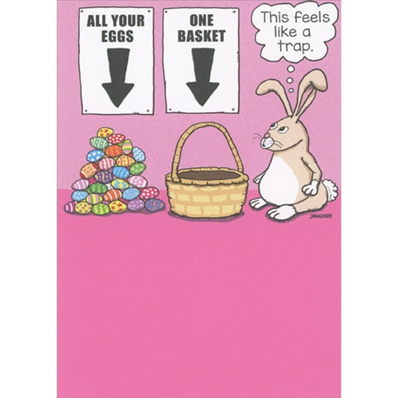 RSVP All Your Eggs, One Basket, Feels Like a Trap Bunny Funny / Humorous Easter Card