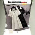 thumbnail image 3 of Grande Fille Nouvelle Robe à Col Mode Femme Taille Serrée Style Mince Manches Courtes Décontractée Mi-Jupe Tendance, 3 of 7