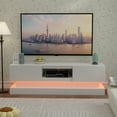 thumbnail image 3 of Modern TV Stand for 50 55 inch TV with 16 Color LED Lights, White, 3 of 10