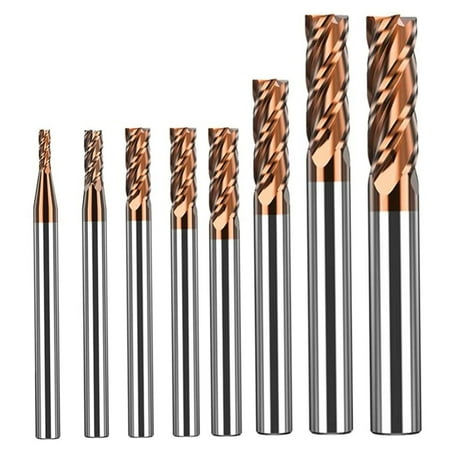 

8pcs 2-12mm HRC55 AlTiN Coated CNC Milling Cutter for Hard Metals and More