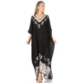 thumbnail image 5 of Sakkas Leonor Women's Boho Casual Long Maxi Caftan Dress Kaftan Cover-up LougeWear - 6-BlackWhite - One Size, 5 of 5