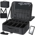 thumbnail image 1 of XL Grande Estuche de Maquillaje de Viaje 3 Capas - Con Espejo, 41x30x13cm Bolsa de Cosm&eacute;tico Impermeable con Divisor Ajustable, Gran Capacidad Organizador de Maquillaje Impermeable (Grande, 1 of 8