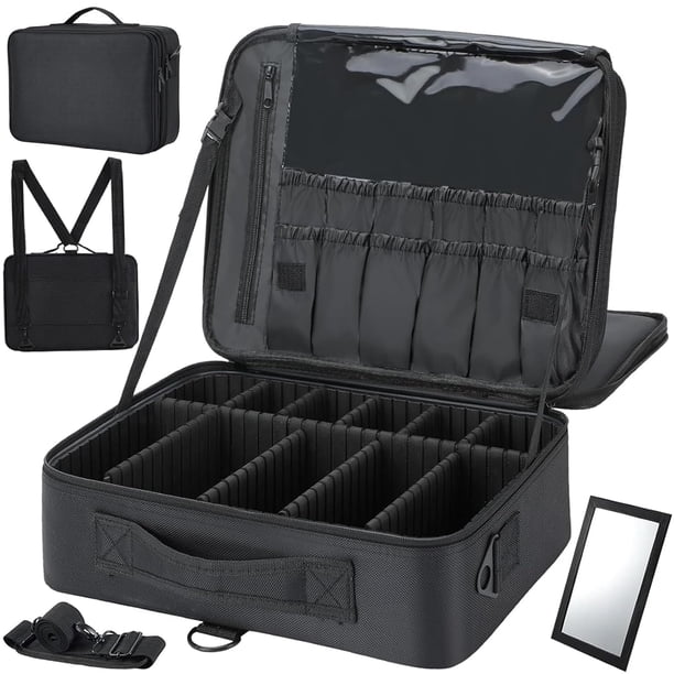 XL Grande Estuche de Maquillaje de Viaje 3 Capas - Con Espejo, 41x30x13cm Bolsa de Cosmético Impermeable con Divisor Ajustable, Gran Capacidad Organizador de Maquillaje Impermeable (Grande
