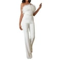 thumbnail image 3 of FITOOM Women's Formal Strapless Jumpsuits Business Casual Tassel Work Office Rompers, 3 of 8