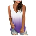 thumbnail image 1 of LSLJS Tops Women'S Tank Femmes Casual Impression V-Cou Gradient Manches Tops Vestes Molletonnées, 1 of 3