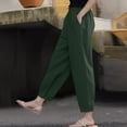 thumbnail image 4 of Sewkxo Womens Pant Sherpa Linen Drawstring Elastic Waist Trouser Spring Summer Casual Loose Casual Pant with Pockets,Army Green 5XL, 4 of 6
