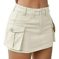 thumbnail image 5 of gvdentm Denim Skirt Women's Low Waist Cargo Skirt Button Mini Cargo Denim Skirt with Pocket WH1,XL, 5 of 6