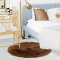 thumbnail image 3 of REGALWOVEN Faux Fur Area Rug Shaggy Floor Mat, Brown 3x3 Feet Round, 3 of 8
