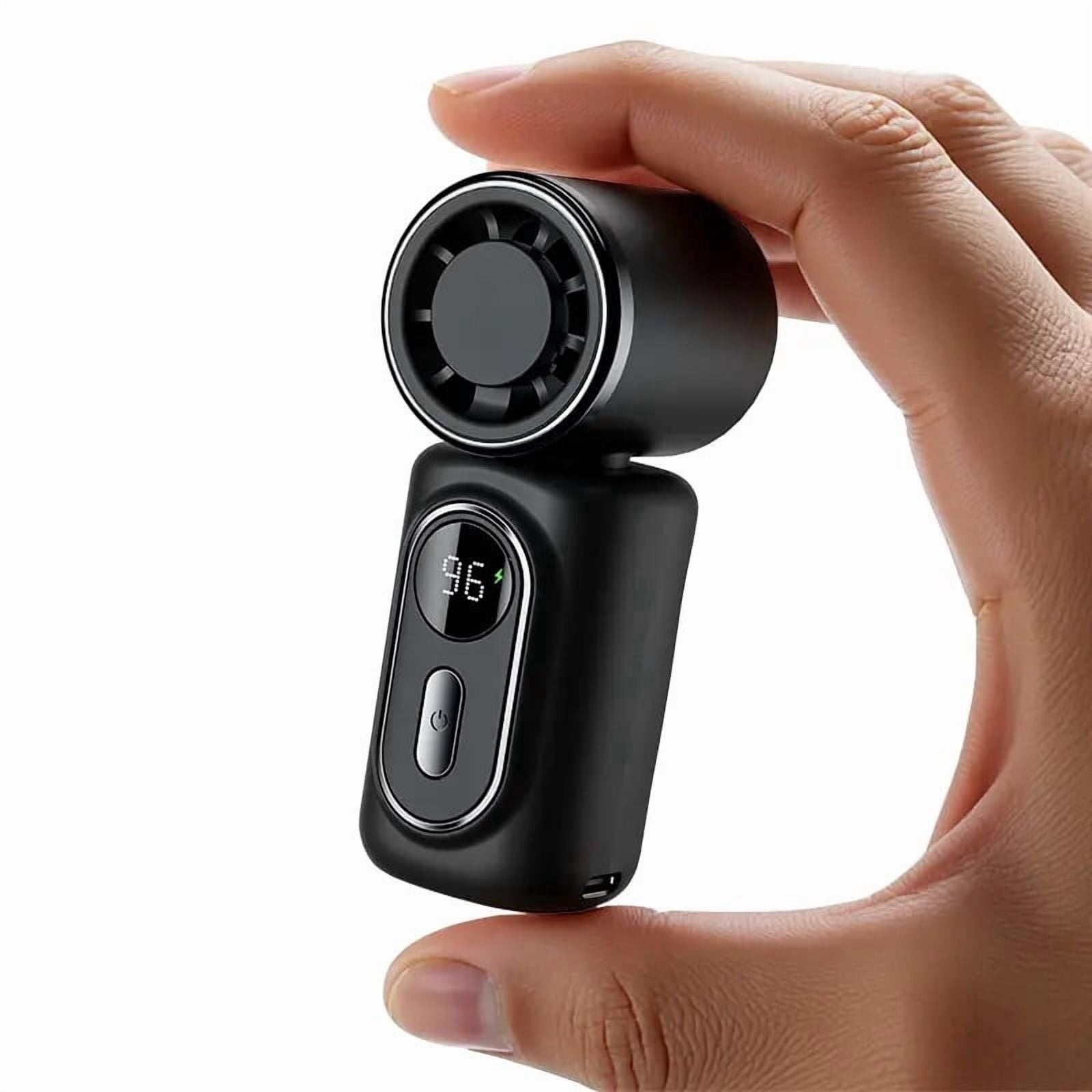Portable Clip-On Mini Fan, Turbo Personal Handheld Fans Rechargeable, LED Display, Pocket Size Summer Cooling Essentials for Travel/Eye Lash/Beach/Concert, Gifts for Women