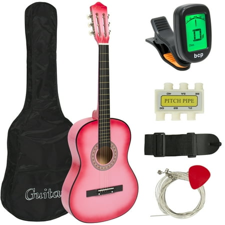 Acoustic Sp Guitar Strings (Best Choice Products 38in Beginner Acoustic Guitar Stringed Musical Instrument Bundle Kit w/ Nylon Case, Strap, Digital E-Tuner, Pick, Pitch Pipe, Strings -)