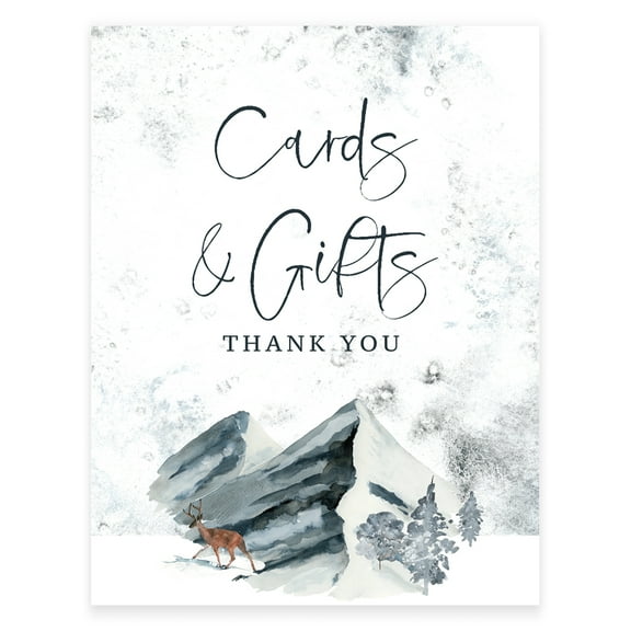 Koyal Wholesale Unframed Winter Snowy Woodland Forest Watercolor Party Sign, Cards and Gifts, 1- Pack