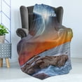 thumbnail image 4 of Galaxy Soft Flannel Fleece Throw Blanket, Planet Landscape View from a Rocky Beach Ocean Science Room Theme, Cozy Plush for Indoor and Outdoor Use, 60" x 80", Orange Umber Blue, by Ambesonne, 4 of 5