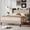 Beige, variant on Frostbloom Full Size Velvet Platform Bed Frame with Charging Station (USB & Type-C), White