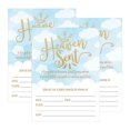 thumbnail image 1 of Heavenly Blue Gold Baby Shower Invitations - Adorable Celestial Angel Design with Fill or Write In The Blank Options for Unique Coed Themed Celebrations and Events, 1 of 5