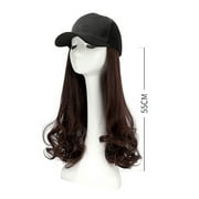 DAPRZIY Baseball Caps Baseball Cap with Hair Baseball Hat with Hair Attached Long Pear Roll Curly Adjustable Wave Curly Hairpiece with Baseball Hat Cap Wig for Women A
