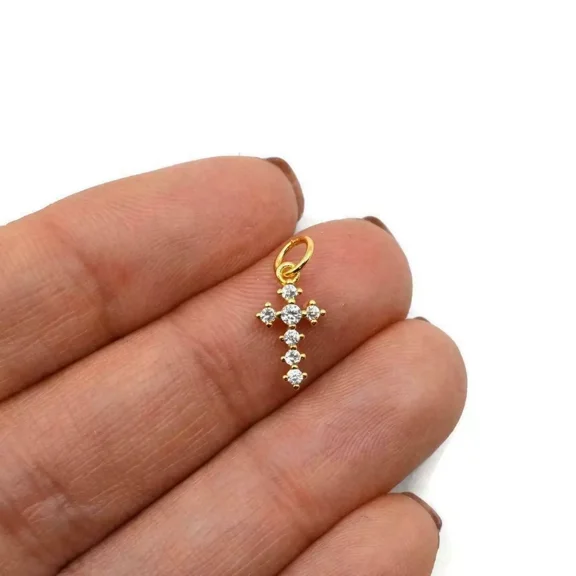 0.50 Ct Round Cut Lab-Created Diamond 14K Yellow Gold Plated Jesus Cross Necklace