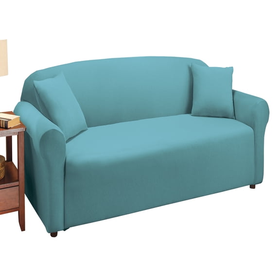 Collections Etc Jersey Stretch Slipcover Furniture Protector Turquoise Loveseat
