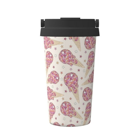 

Tebeau Sparkling Ice Cream Print Travel Coffee Mug Insulated Coffee Cup with Leakproof Lid Coffee Tumbler Reusable Coffee Cups with Seal Lid