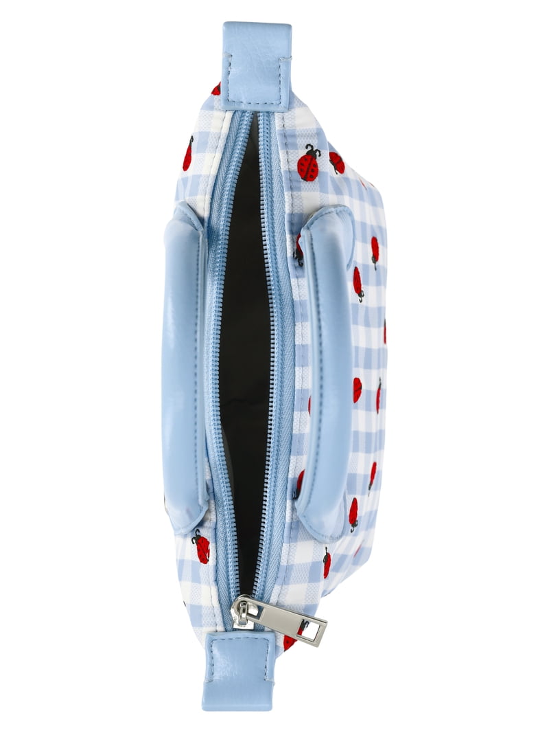 No Boundaries Women's Mini Tote Crossbody Bag, Sky Gingham with