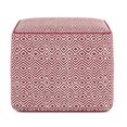 thumbnail image 2 of SIMPLIHOME Brynn Square Pouf, Footstool, Upholstered in Patterned Maroon and Natural Cotton, for the Living Room, Bedroom and Kids Room, Transitional, Modern, 2 of 5
