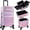Pink, variant on 3 in 1 Rolling Makeup Train Case Large Cosmetic Trolley Box Lockable Salon Barber Case