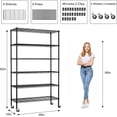 thumbnail image 6 of 6-Tier Storage Shelves NSF Certified Wire Shelving Unit on Wheels Heavy Duty Metal Shelves Adjustable Steel Shelving 2100Lbs Capacity for Closet Pantry Basement- (18"x48"x82", Black), 6 of 6