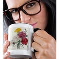 thumbnail image 2 of 3drose, Vector Image of Multicolored Carnations in a Scrapbook Mount, 11oz Two-tone Black Mug, 2 of 6