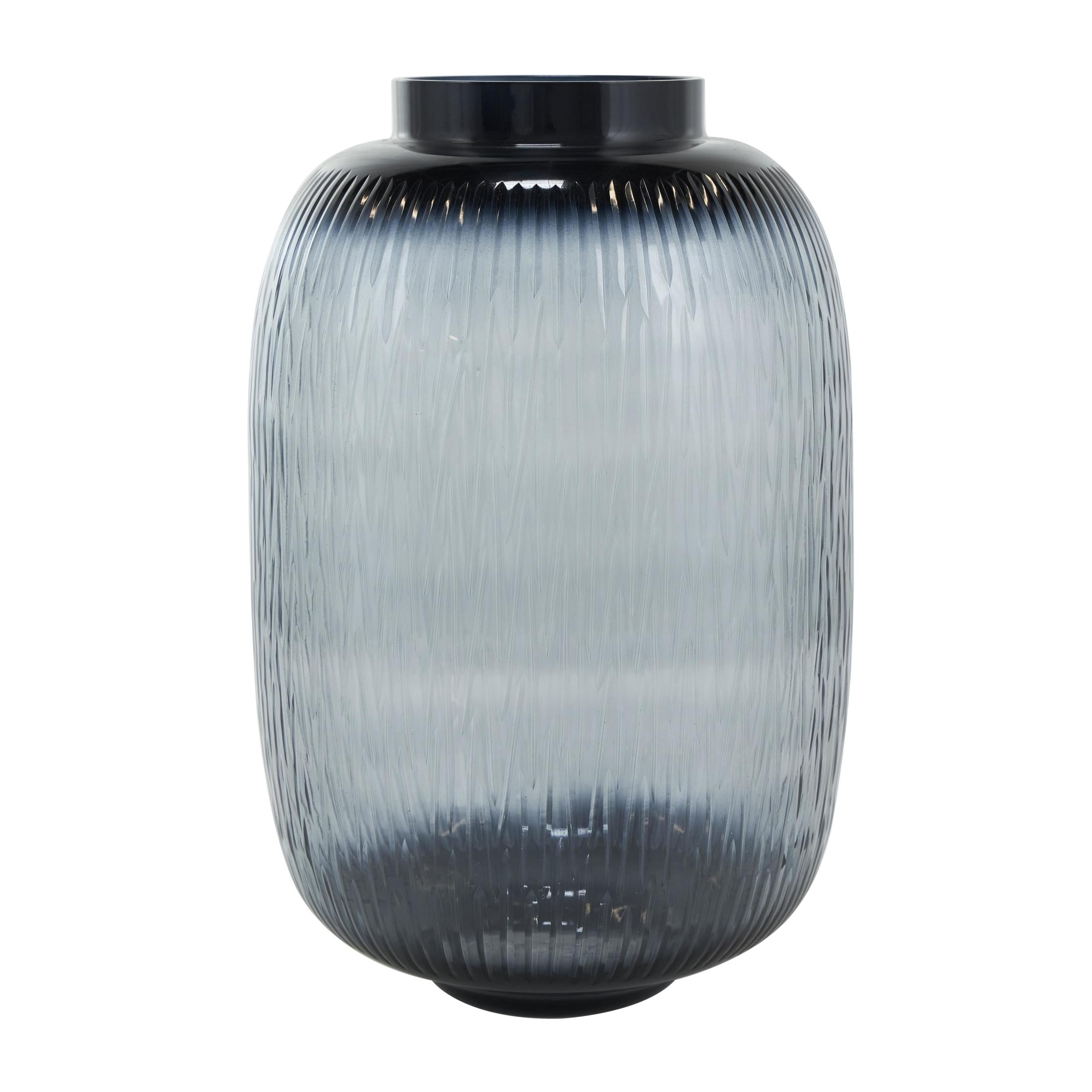 DecMode 13", 11"H Textured Ombre Black Glass Vase, Set of 2