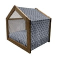 thumbnail image 2 of Japanese Pet House, Hexagons Triangles with Spring Flowers Eastern Geometric Tile, Outdoor & Indoor Portable Dog Kennel with Pillow and Cover, 5 Sizes, Charcoal Grey Dark Blue, by Ambesonne, 2 of 5